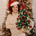 thumbnail image 2 of Exquisite Christmas Tree with LED Lights  2ft Small Tabletop Mini Red Artificial  Tree with Christmas Ornaments, 2 of 6