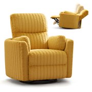 FelixKing Electric Swivel Rocker Recliner Chair, 90°-160° Power Reclining Nursery Glider with USB & Type-C Ports, 350lbs Plush Teddy Motion Sofa, Yellow