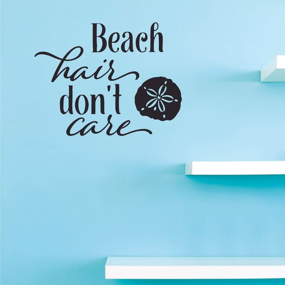 Beach Hair Don't Care Wall Art Decal for Bedroom or Living Room - 20" x 30" DIY Removable Adhesive Nature Beach Buddy Home Sticker Decoration