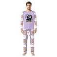thumbnail image 2 of Matching Family Halloween Pajamas Set - 2 piece Ghost Print Long Sleeve Tops + Pants Outfit Sets,Casual Halloween Pajamas Sets for Family Holiday Night for 3XL Pjs, 2 of 4