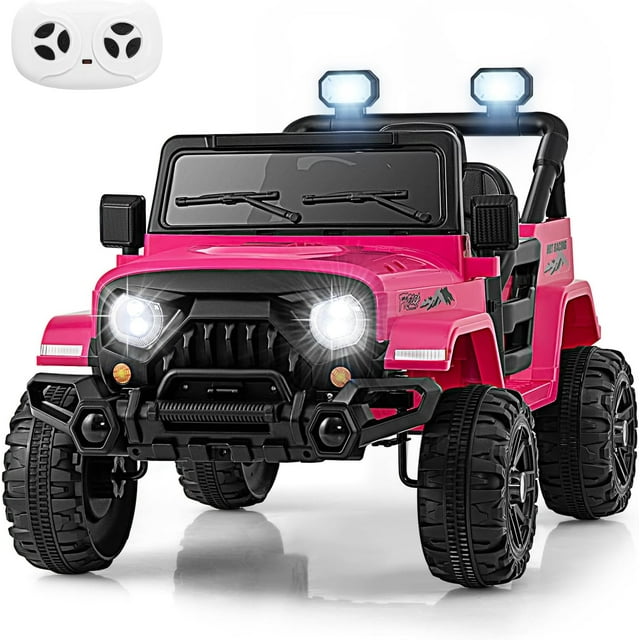 OLAKIDS Ride on Truck, 12V Battery Powered Electric Vehicle for Kids with Remote Control, Bluetooth, Power Display, LED Lights, Music Player, Ride on Toy for 3+ Boys Girls