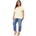 thumbnail image 3 of DARING DIVA Women's Plus Tops V Neck Ruffle T Shirt Blouses 1X Beige, 3 of 6