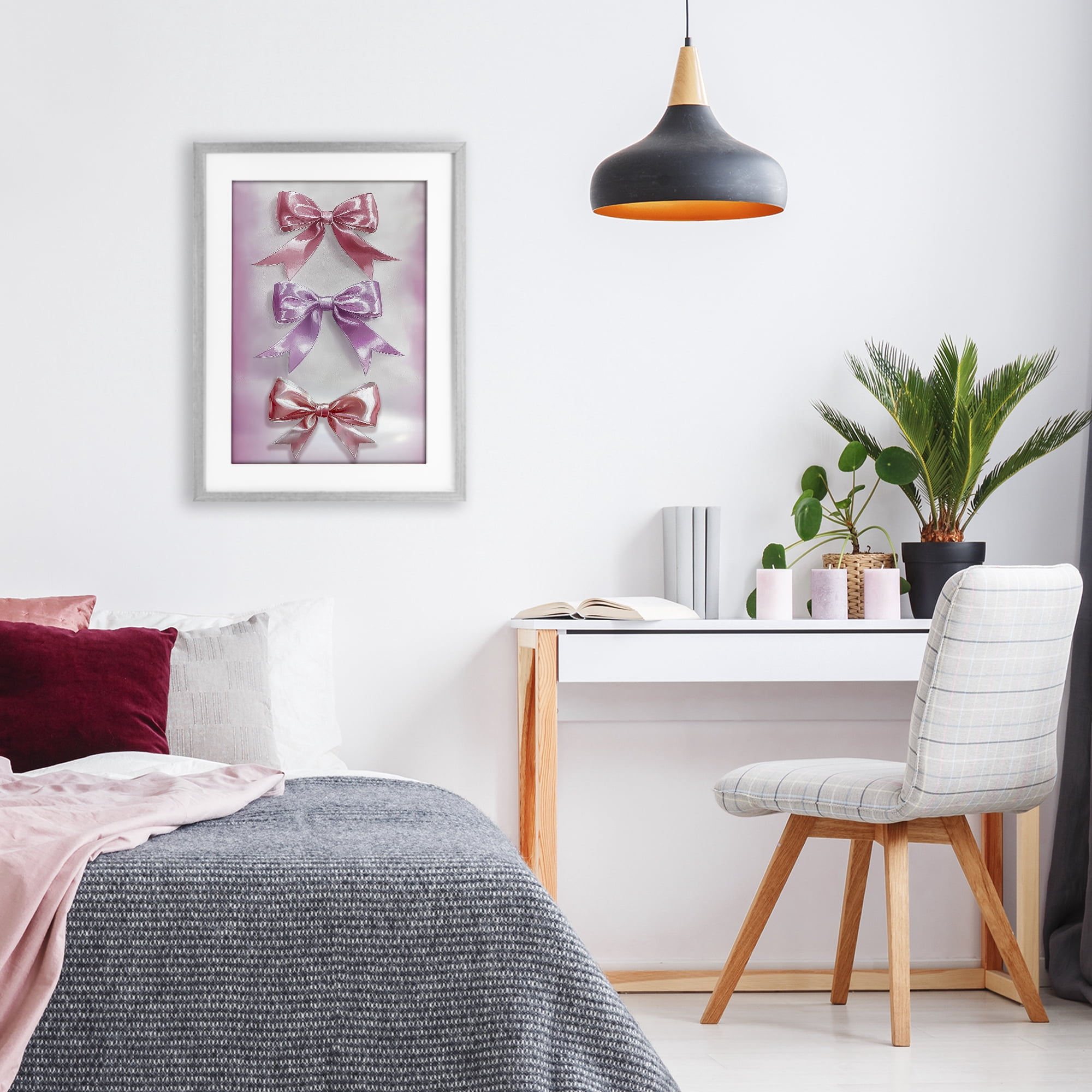 Stupell Industries Blush And Satin Elegance Gray Framed Print Under Glass, design by Annabelle Hall