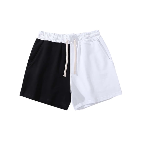 DHFJKG Mens Running Shorts Color Block Casual Summer Relaxed Fit Drawstring Shorts With Pockets Sportswear Comfortable Bottoms