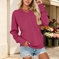 thumbnail image 6 of Stamzod Womens Sweatshirt Fall Fashion V-Neck Pullover Long Sleeve Top Casual Drop Shoulder Sweatshirts for Women Hot Pink D M, 6 of 6