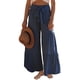 thumbnail image 1 of VISgogo Pantalones de pierna ancha para mujer, cintura alta, color sólido, con cordón, informal, para fiesta, club, pantalones sueltos VISgogo  moda, 1 of 5