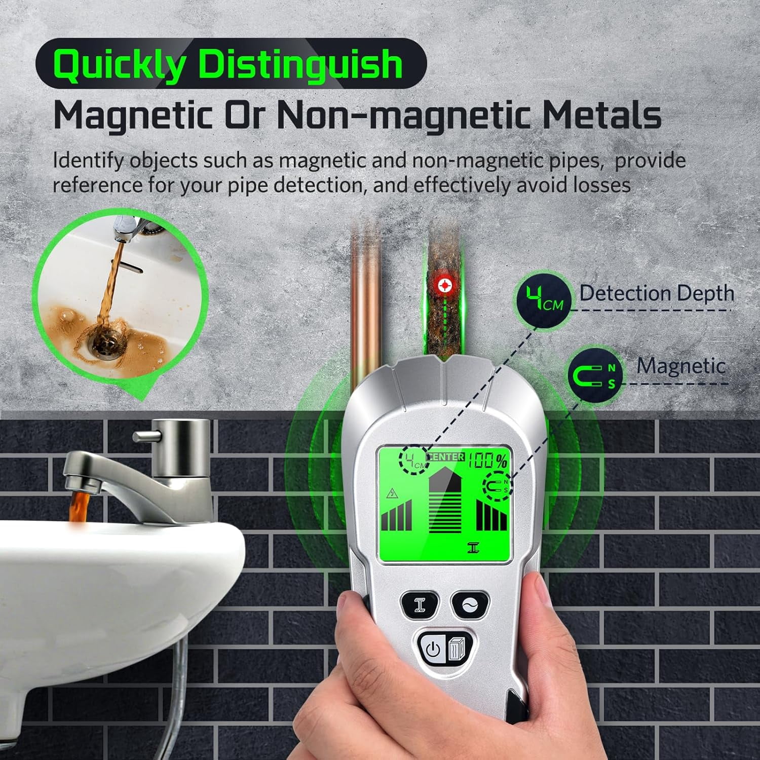 Stud Finder Wall Scanner - Stud Wall Detector 6 in 1 Scanner Sensor Beam Finder with Upgraded Smart Sensor HD LCD Display for the Center and Edge of Wood, AC Wire, Metal and Studs Detection