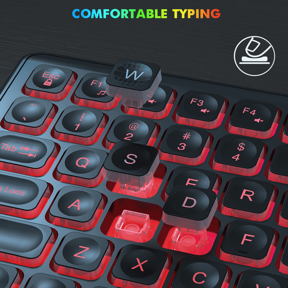 Wagpak Wireless Keyboard and Mouse Combo RGB Backlit Rechargeable 2.4GHz Quiet 108 Keys Keyboard-Black