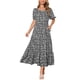 thumbnail image 2 of Vestido largo bohemio de verano con flores y mangas cortas, escote cuadrado, con bolsillos, color negro para mujer Inspire Chic, 2 of 6