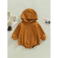 thumbnail image 2 of Bagilaanoe Newborn Baby Girl Boy Oversized Rompers Long Sleeve Hooded Bodysuits 3M 6M 12M 18M Infant Casual One Piece Short Jumpsuit, 2 of 8