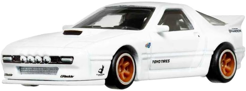 Hot Wheels Premium Ronin Run Mazda RX7 Set, '95 Blue and FC Pandem White, Die-Cast Metal Cars, 1/5 and 5/5