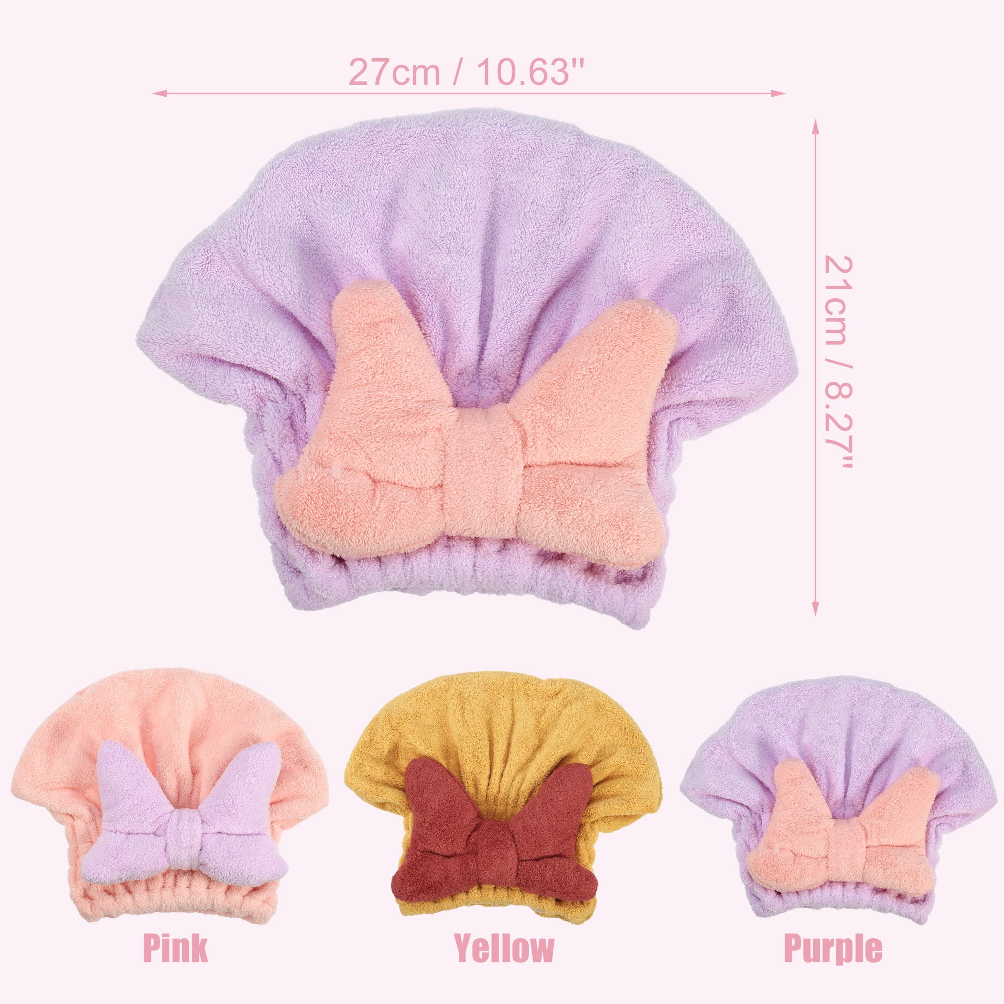 Unique Bargains Coral Fleece Quick Drying Lightweight Hair Drying Towel Cap Purple