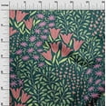 thumbnail image 2 of oneOone Viscose Chiffon Dark Teal Green Fabric Leaves & Floral Dress Material Fabric Print Fabric By The Yard 42 Inch Wide, 2 of 4