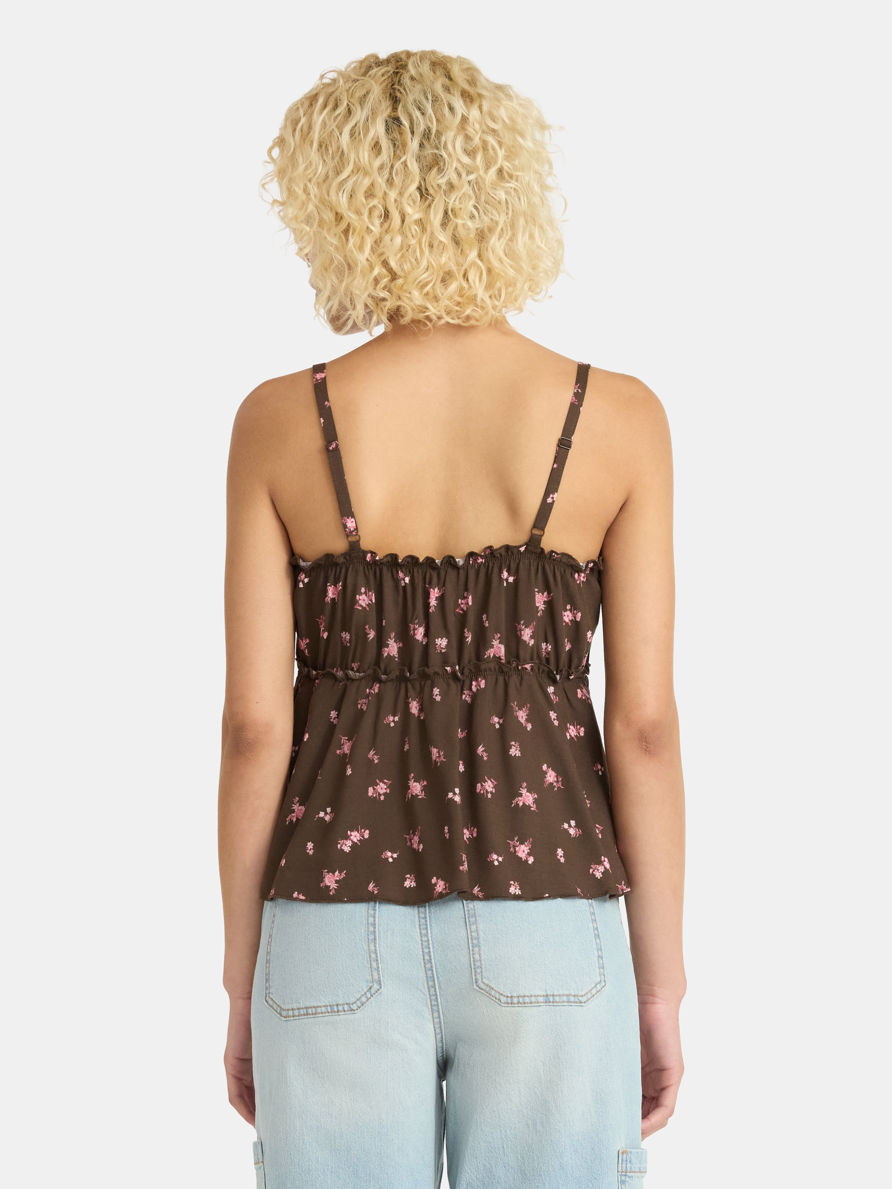 No Boundaries Woven Ruffle Top, Women’s