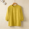 thumbnail image 6 of Blouses for Women Plus Size Crew Neck 3/4 Sleeve Solid Color Casual Outfits for Women Spring Casual Basic Shirt Vacation Fashion Outfit Clothes, 6 of 9