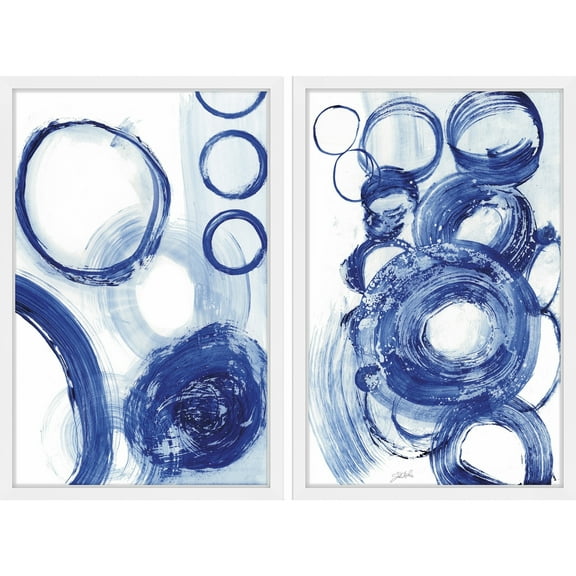Painted Blue Circles Diptych