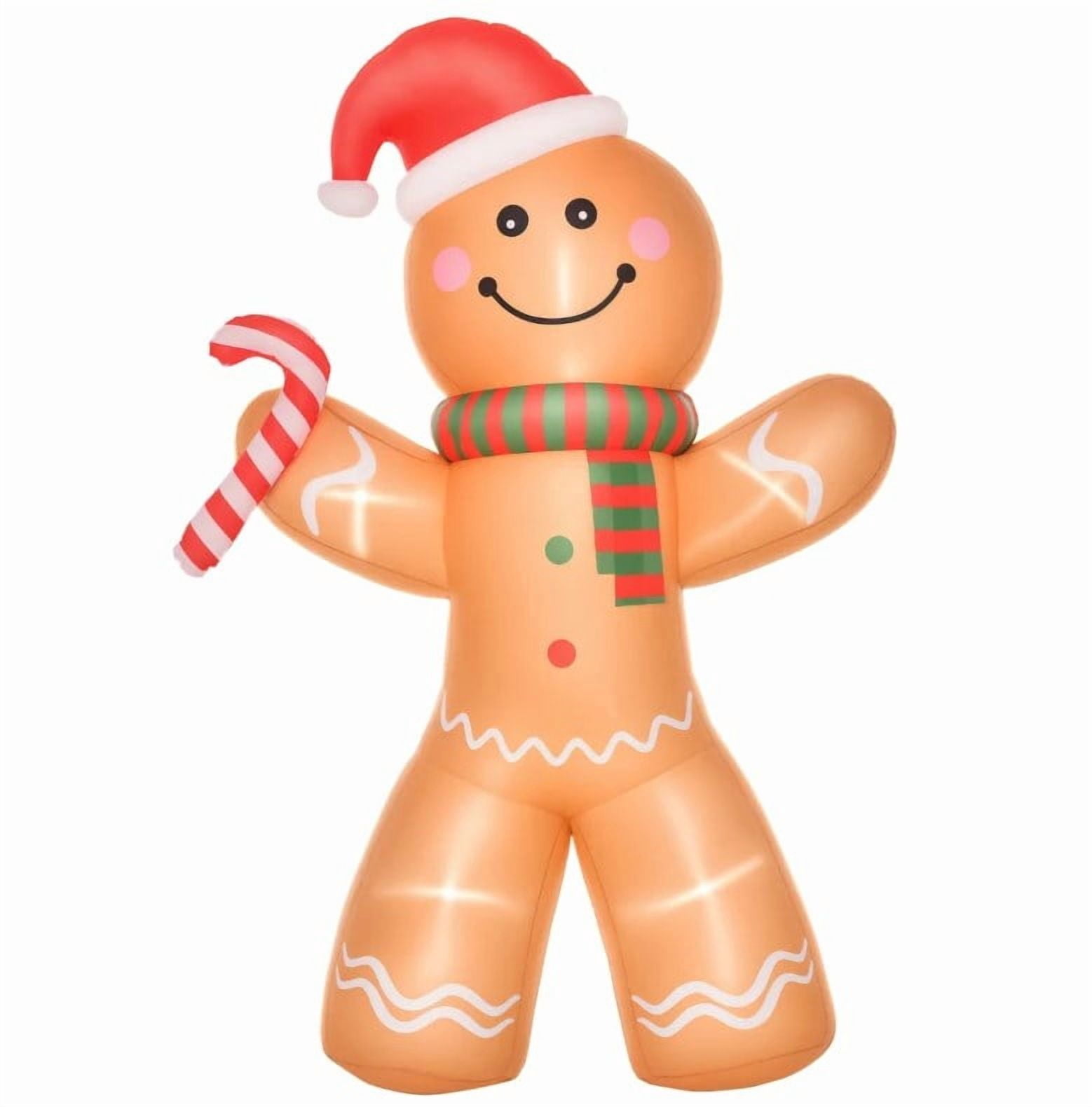 8ft Inflatable Gingerbread Man with Candy Bar LED Lights IP44 Waterproof Outdoor Yard Christmas Decoration