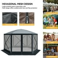 thumbnail image 4 of Dextrus 11.5x11.5ft Camping Gazebo, Portable Pop Up Canopy Outdoor Screen Tent 6 Sided with Mesh Windows and Carry Bag for Camping, Picnic, Backyard Party Outside Activities, Gray, 4 of 5