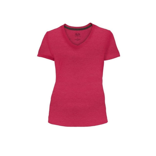 Playera Fruit Of The Loom para Mujer, Manga Corta Cuello V Rosa Jaspe Talla 2EG