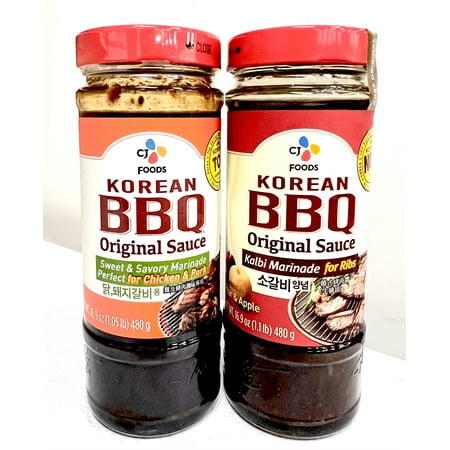 Korean BBQ Marinade Combo for Bulgogi & for Chicken Pork from CJ Foods, 16.9 oz Each, (Pack of 2)