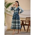 thumbnail image 3 of Juniper The Madhubala Rayon Blue Ethnic Motif Printed Maxi Dress, 3 of 5