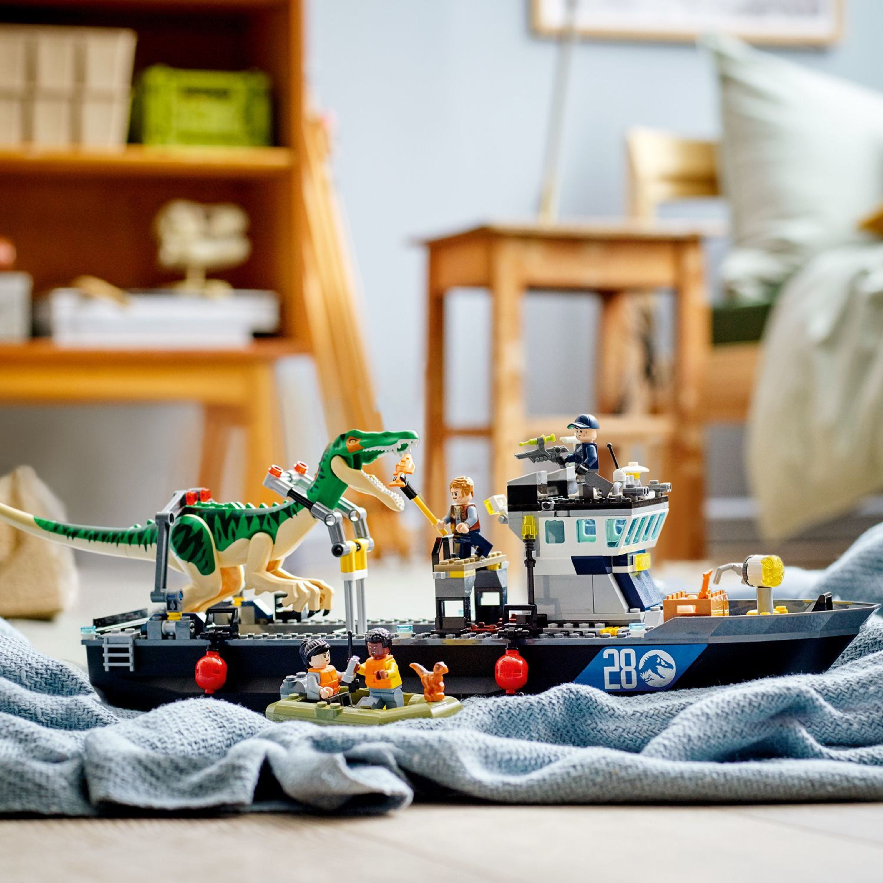 Lego 76942 jurassic world l'évasion en bateau du baryonyx