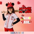 thumbnail image 2 of Disney Minnie Mouse Girls Mesh Baseball Jersey - Minnie Graphic Print Short Sleeve Button Down Sports Shirt for Kids (Sizes 4-6X), 2 of 6