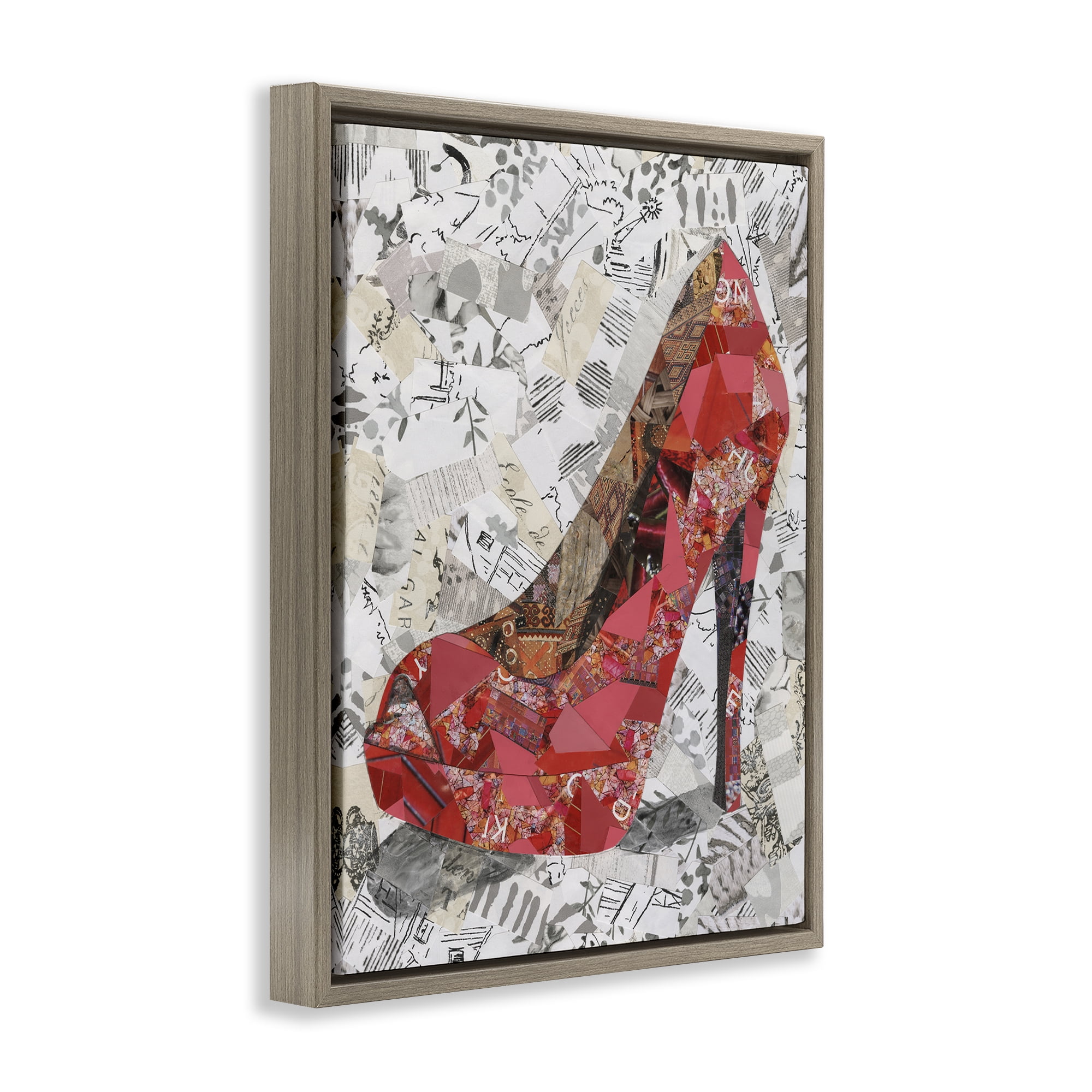 Stupell Industries Eclectic Glam Heel Fashion Painting Brown Floater Framed Canvas Art Print Wall Art, 17 x 21