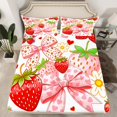 thumbnail image 3 of Castle Fairy Girls Red Strawberry 3pcs Twin Sheet Sets,Love Heart Bowknot Twin Fitted Sheet,Cartoon Flower Breathable Flat Sheet,Lightweight Room Decor, 3 of 7