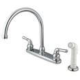 thumbnail image 1 of Kingston Brass Magellan Double Handle Goose Neck Kitchen Faucet with White Side Sprayer, 1 of 2