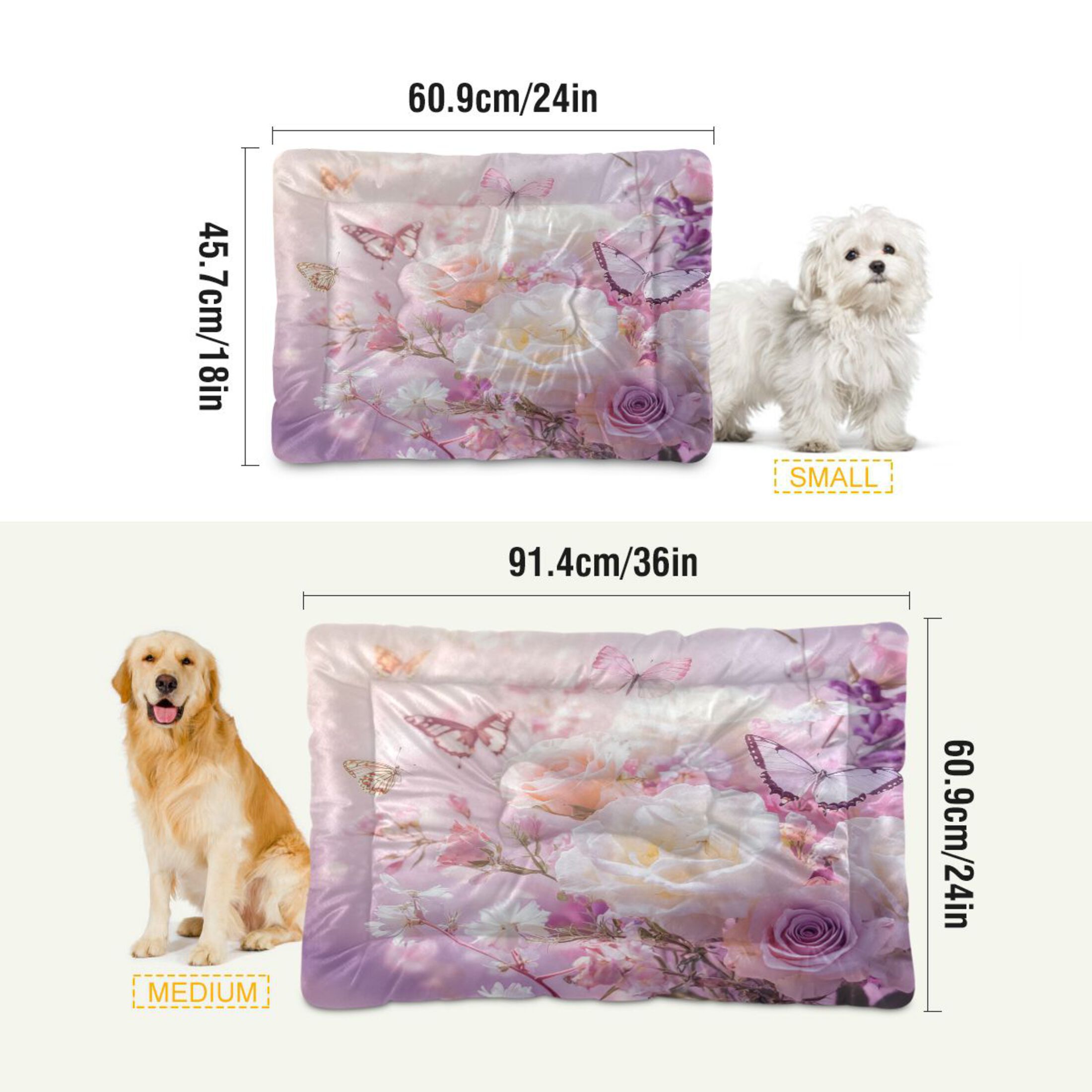 Qxltty Butterfly Garden Ped Pad Wear-resistant and Hard to Bite Through Sleeping Pad for Small Medium Large Dogs Winter Pet Bed 36×24in