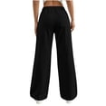 thumbnail image 7 of Wide Leg Sweatpants for Women Ndbuld Women Casual And Winter Solid Color Elastic Waist Sports Straight Leg Pants And Sweatpants Black S, 7 of 7