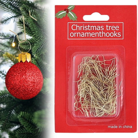 100 Count Christmas Ornament Hooks, Gold Metal S Hooks, S Shaped Hanging Hooks for Christmas Tree, Lightweight Reusable Holiday Ornament Hangers for Wreath Garland Decoration and Xmas Tree Decor