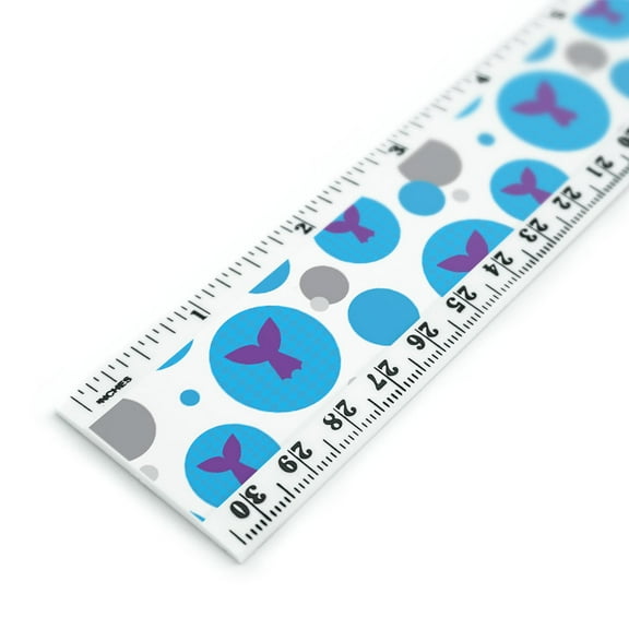 Purple Mermaid Tail Whale Tail 12 Inch Standard and Metric Plastic Ruler