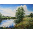 thumbnail image 2 of Cernov, Ivan 14x12 Black Ornate Wood Framed with Double Matting Museum Art Print Titled - Flowers by the River, 2 of 4
