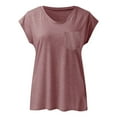 thumbnail image 5 of BiZtdJrK Cap Sleeve Tops for Women V Neck Loose Fit Summer Vacation T Shirts Comfy Casual Street T Shirt with Chest Pocket Pink XL, 5 of 7