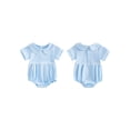 thumbnail image 2 of BemeyourBBs Newborn Baby Boy Girl Bubble Romper Infant Short Sleeve Doll Collar Romper Oversize T-shirt Cotton Basic Bodysuit Top Fall Spring Summer Outfit, 2 of 9