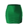 thumbnail image 3 of Made by Olivia Women's Satin Silky Elastic Waist Split Slit Hem Bodycon Mini Skirt, 3 of 7