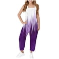 thumbnail image 2 of JTSRKL Jumpsuits for Kids Teen Girls Cute Summer Tie Dye Gradient Print Sleeveless Spaghetti Strappy Rompers Loose Fit Casual Long Romper Overalls with Pockets Dark Purple 9-10 Years, 2 of 9