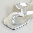 thumbnail image 6 of Hinvhai Flip Flops for Women Square Toe Flat Sandals for Women Comfortable Sandals Leather Flip Flops Lightweight Summer Beach Sandals Dressy Vacation Essentials Slides Silver 9.5(43), 6 of 9
