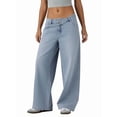 thumbnail image 2 of Women'S Wide Leg Jeans High Waisted Stretchy Straight Leg Jeans Trendy Loose Denim Pants Light Blue L, 2 of 9