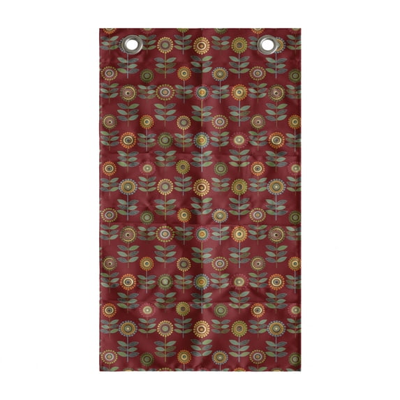 Floral Hanging Pocket Organizer, Interpretation of Bizarre Flower Silhouettes Intricate Circles Dots, Printed Polyester Storage Bag with Pockets, 21" x 31", Burgundy and Multicolor