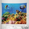 thumbnail image 1 of Underwater Tapestry, Colorful Coral Colony Swimming Fish Macro Picture of Reefs Print, Fabric Wall Hanging Decor for Bedroom Living Room Dorm, 5 Sizes, Azure Blue and Multicolor, by Ambesonne, 1 of 1