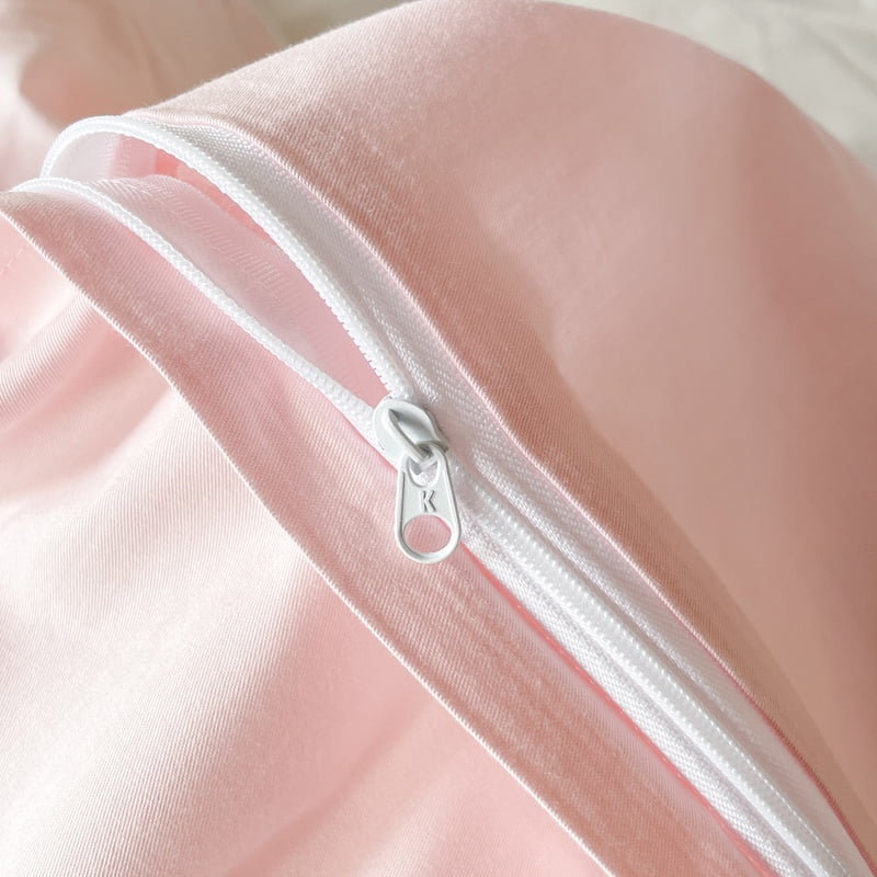 100% Cotton Duvet Cover Set 3Pcs Queen Exquisite Embroidery Pink Comforter Cover 2 Pillowcases Soft Breathable