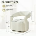 thumbnail image 2 of 360 Degree Swivel Accent Chair, Modern Barrel Vanity Chair with Curved Backrest, Comfy Chenille Armchair Single Sofa with Thick Cushion for Living Room, White, 2 of 8