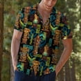 thumbnail image 6 of Retro Tiki Hawaiian Shirt For Men Vintage 80s Beach Tikis Mens Hawaiian Shirts Short Sleeve Button Down Shirt Men, 6 of 7