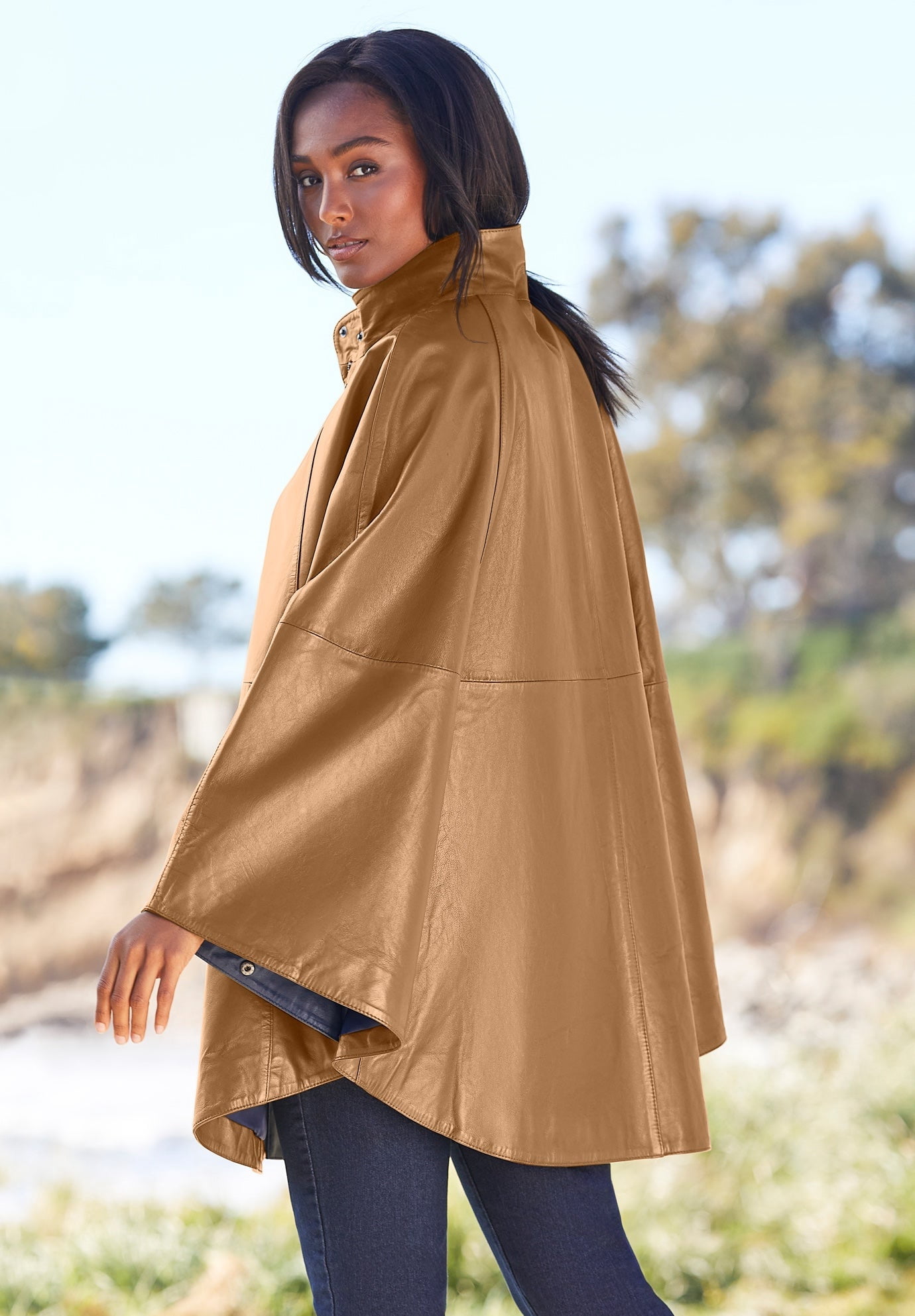 Jessica London Women's Plus Size Leather Poncho - Walmart.com