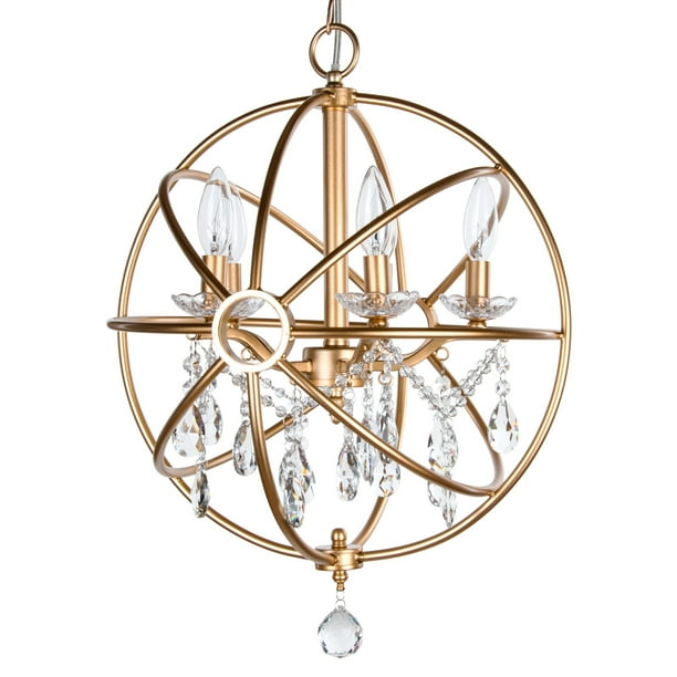Amalfi Décor 5 Light Modern Crystal Orb Plug In Chandelier Gold Wrought Iron Frame With Glass Crystals Com Amalfi Décor 5 Light Modern Crystal Orb, Crystal Orb Chandelier Gold
