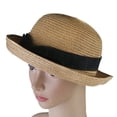 thumbnail image 2 of Holzlrgus Sun Hat, Coffee Fashion Women Bowler Hat Women Summer Sun Hats Straw Beach Hat Woven Straw Hat for Outdoor Activities, Party, Beach, 2 of 5