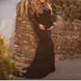 thumbnail image 5 of Vedolay Long Maternity Dresses Female Long Sleeve Knee-Length Maternity Dress Pregnancy Dress Pregnancy Clothes Black,M, 5 of 5